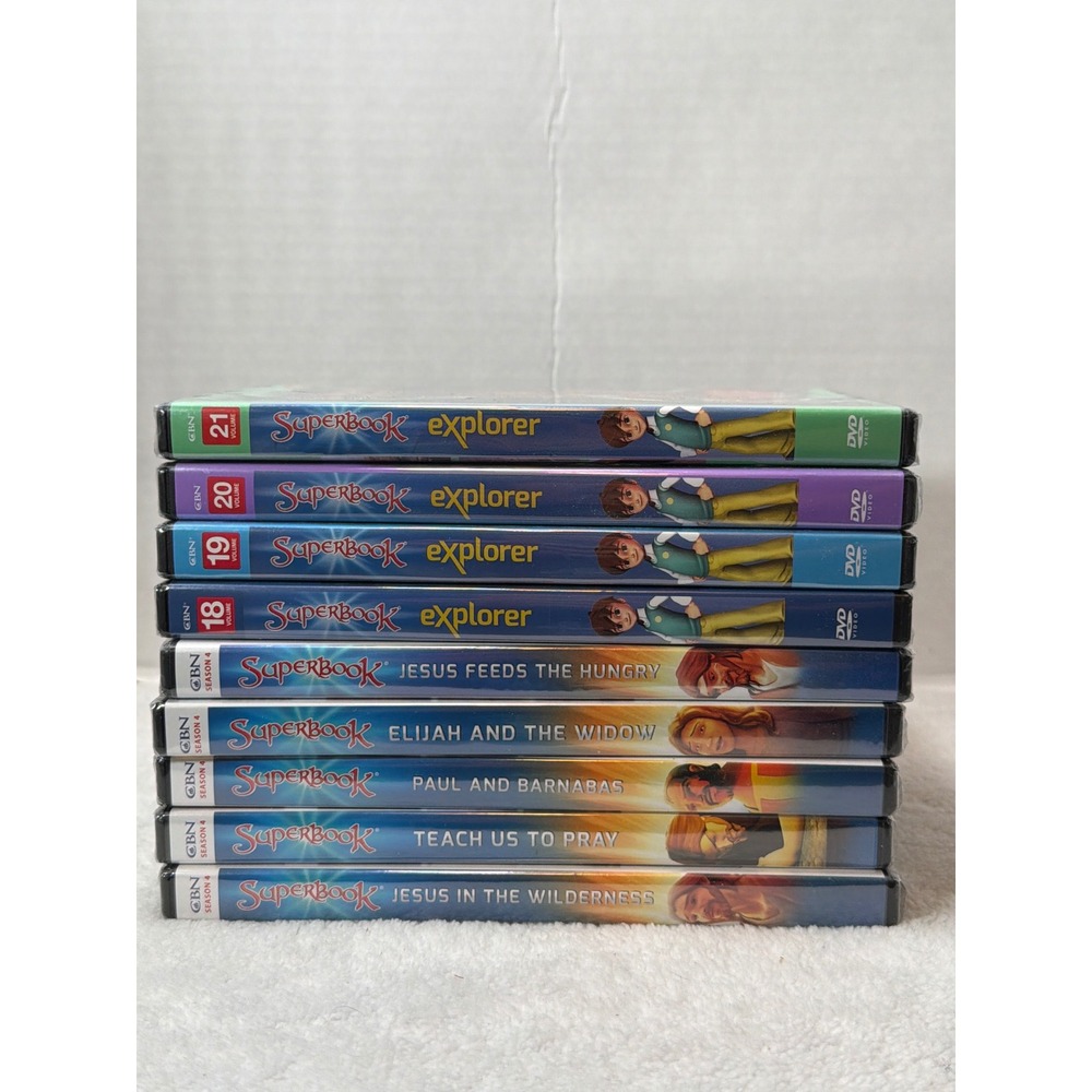 Sealed CBN Superbook DVD Lot Kids 9-Disc Multicolor Season 4 & Explorer Series